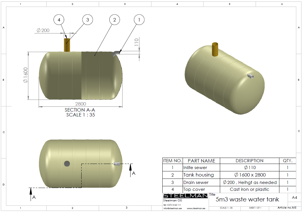 5m³ mahuti Ø1600mm - Pilt 2
