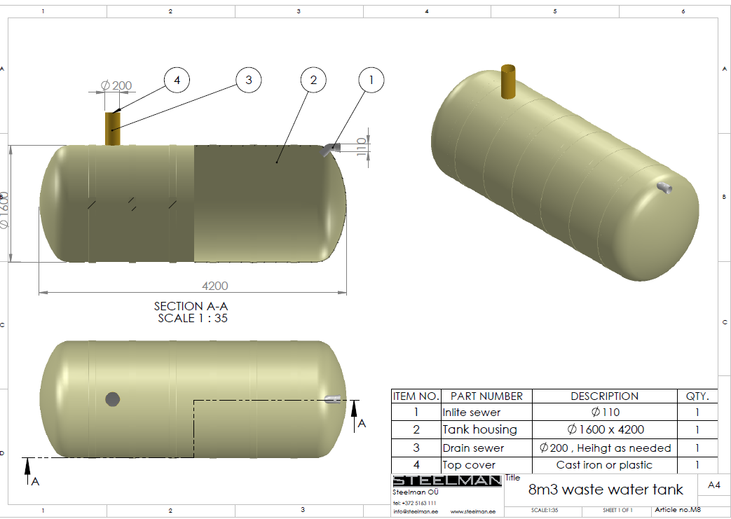 8m³ mahuti Ø1600mm - Pilt 2