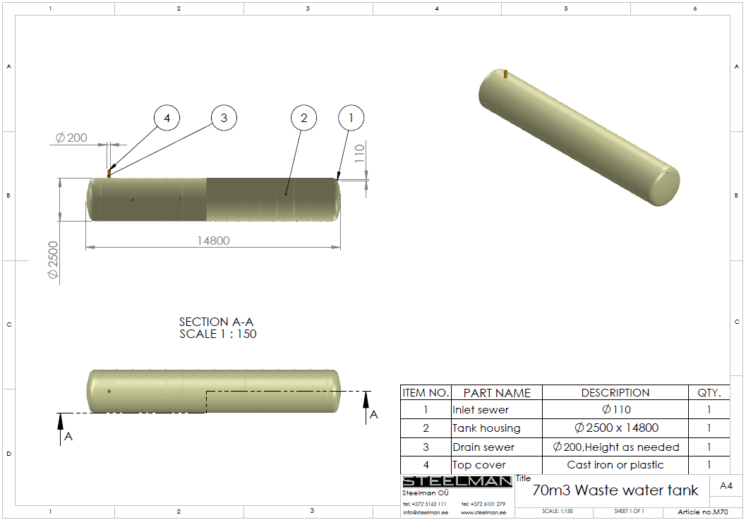 70m³ mahuti Ø2500mm - Pilt 2