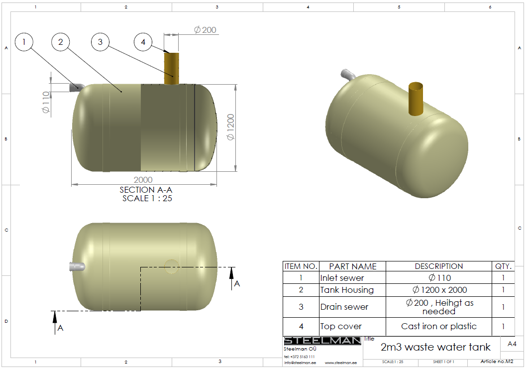 2m³ mahuti Ø1200mm - Pilt 2