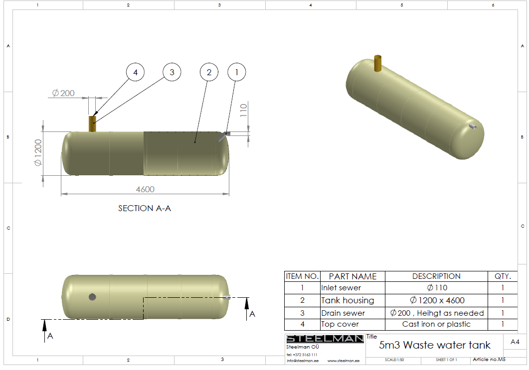 5m³ mahuti Ø1200mm - Pilt 2
